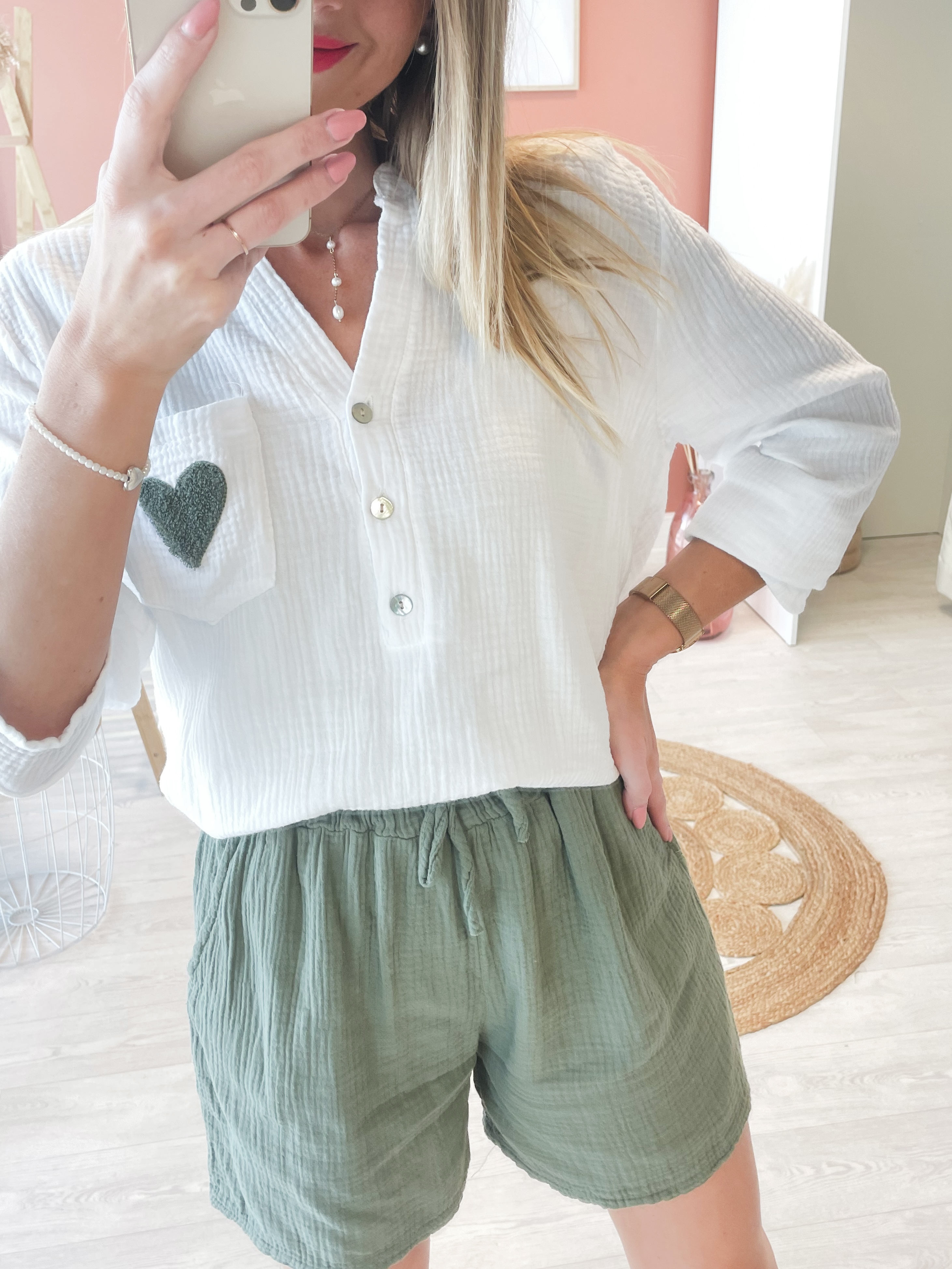 Blouse coeur kaki &#9825; 
