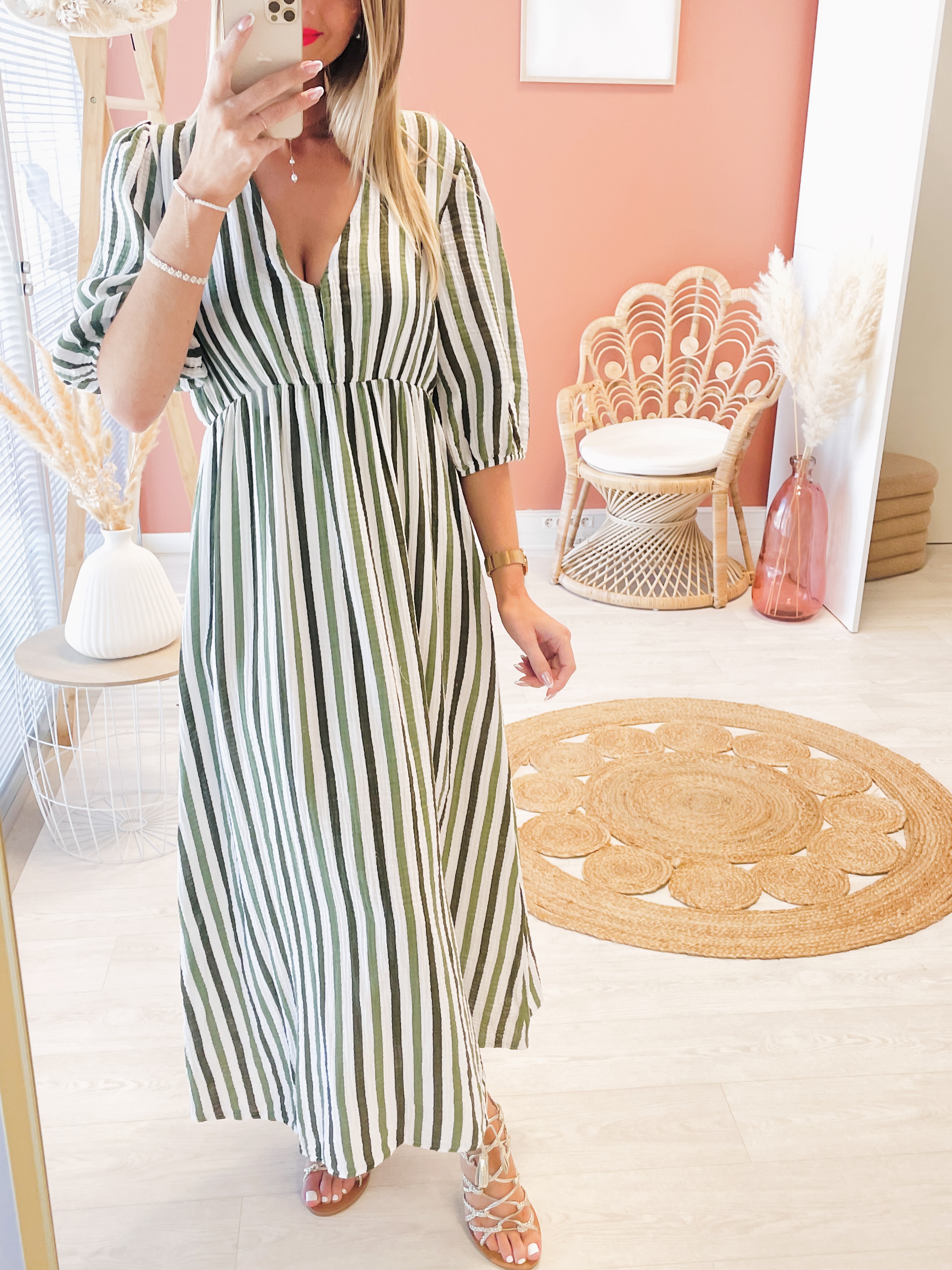 Robe Esmeralda rayé kaki &#9825; 